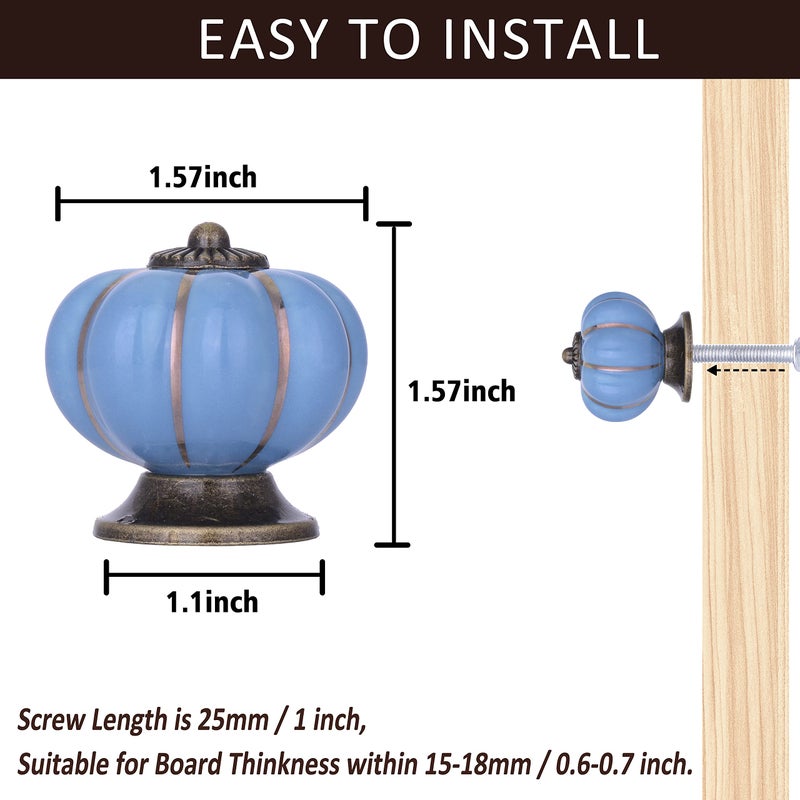 Wolfteeth 1-1/2 inch Multi-Color Ceramic Pumpkin Knobs - 6pc Set for Cabinets, Drawers & Dressers - Image 5